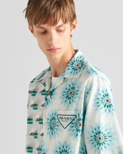 Hombre Prada CAMISAS^Camisa De Algodón De Manga Corta
