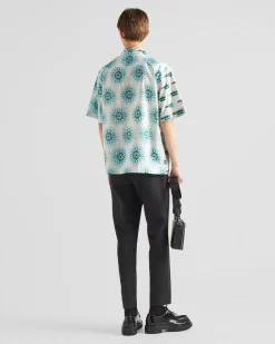 Hombre Prada CAMISAS^Camisa De Algodón De Manga Corta