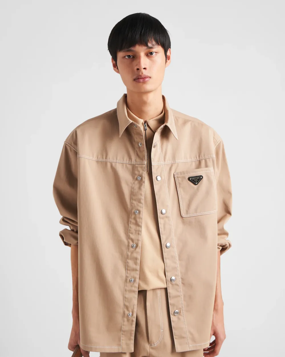 Hombre Prada CAMISAS^Camisa De Algodón Elástico
