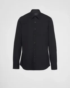 Hombre Prada CAMISAS^Camisa De Algodón Elástico