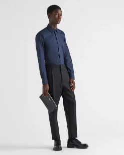 Hombre Prada CAMISAS^Camisa De Algodón Elástico