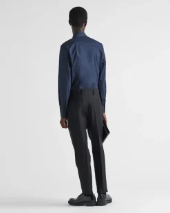 Hombre Prada CAMISAS^Camisa De Algodón Elástico