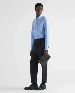 Hombre Prada CAMISAS^Camisa De Algodón Elástico