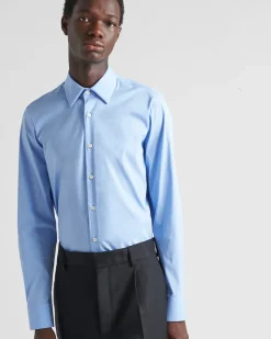 Hombre Prada CAMISAS^Camisa De Algodón Elástico