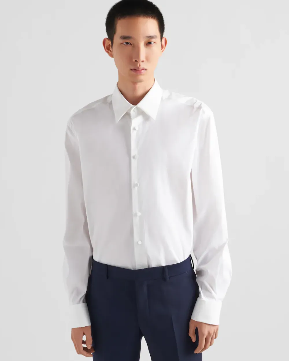 Hombre Prada CAMISAS^Camisa De Algodón Elástico