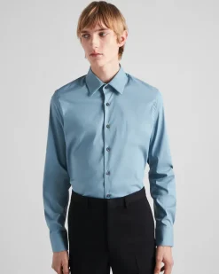 Hombre Prada CAMISAS^Camisa De Algodón Elástico