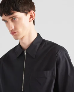 Hombre Prada CAMISAS^Camisa De Algodón Elástico De Manga Corta