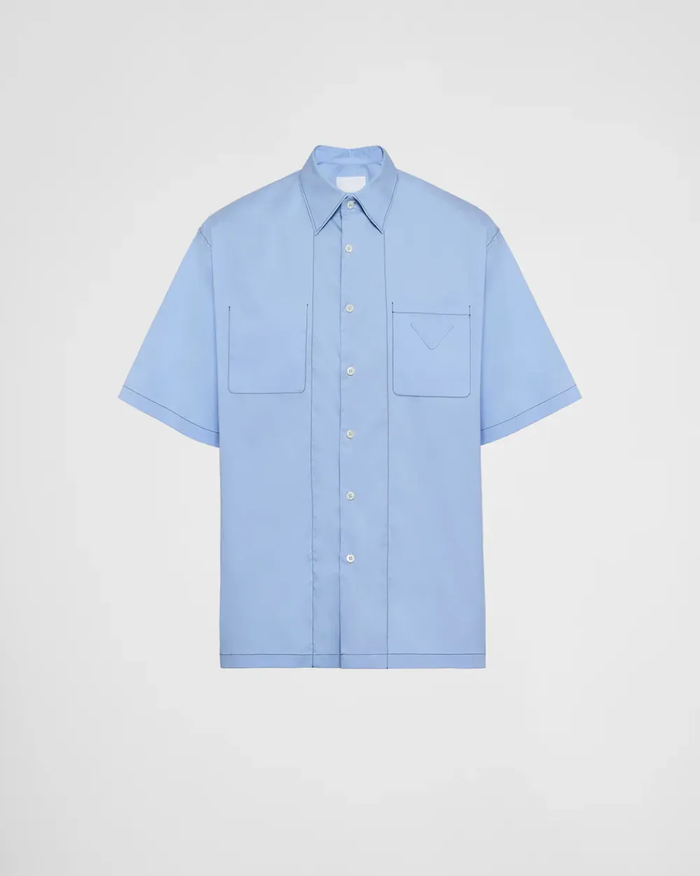 Hombre Prada CAMISAS^Camisa De Algodón Elástico De Manga Corta