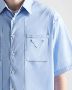 Hombre Prada CAMISAS^Camisa De Algodón Elástico De Manga Corta
