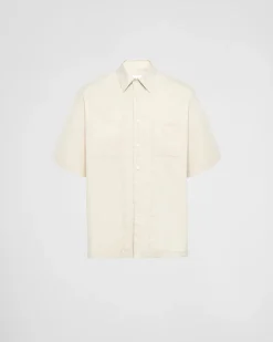 Hombre Prada CAMISAS^Camisa De Algodón Elástico De Manga Corta