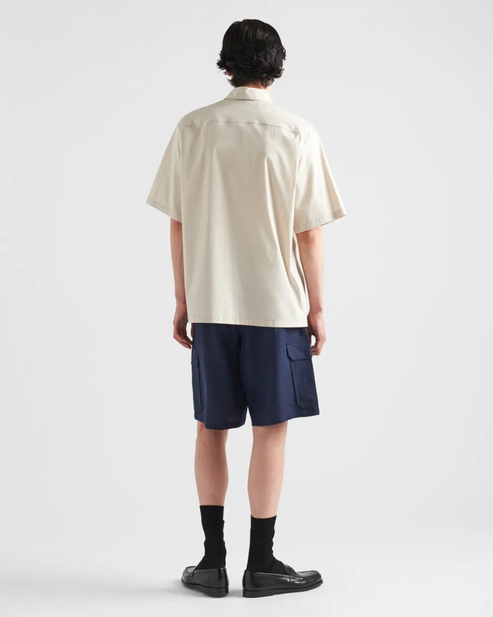 Hombre Prada CAMISAS^Camisa De Algodón Elástico De Manga Corta
