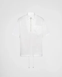 Hombre Prada CAMISAS^Camisa De Algodón Elástico De Manga Corta