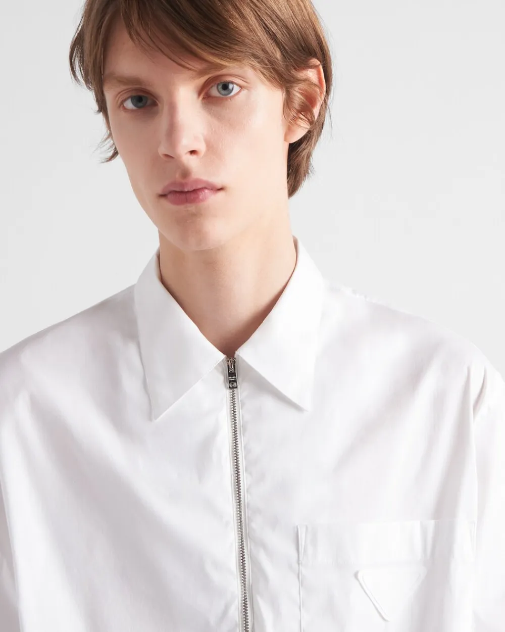 Hombre Prada CAMISAS^Camisa De Algodón Elástico De Manga Corta