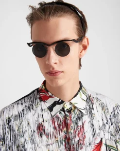 Hombre Prada CAMISAS^Camisa De Algodón Estampada Con Flecos