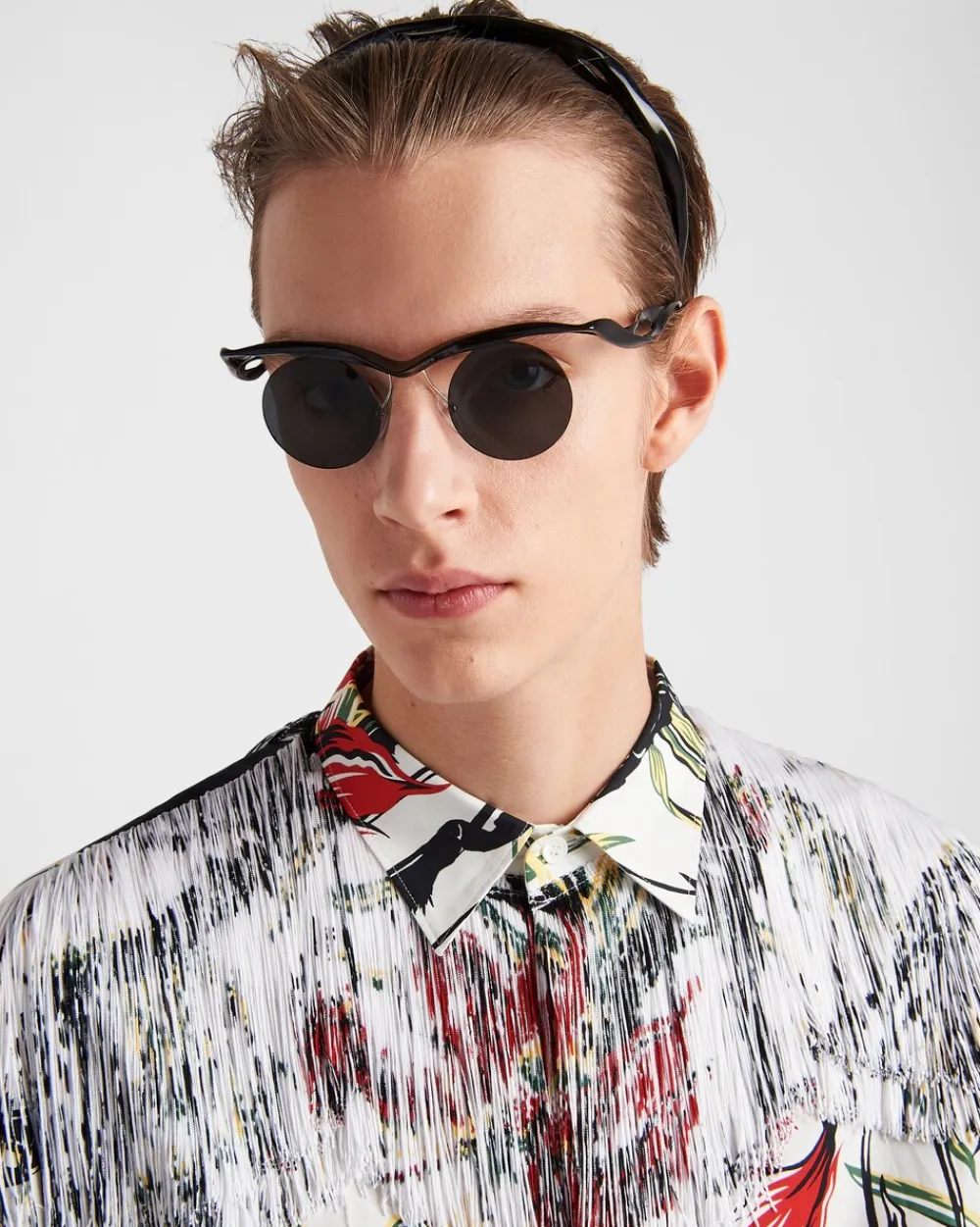 Hombre Prada CAMISAS^Camisa De Algodón Estampada Con Flecos