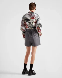 Hombre Prada CAMISAS^Camisa De Algodón Estampada Con Flecos