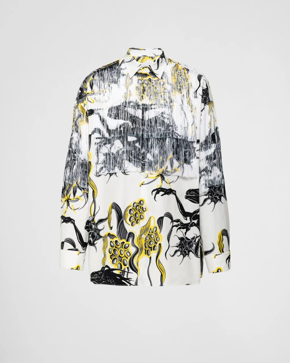 Hombre Prada CAMISAS^Camisa De Algodón Estampada Con Flecos