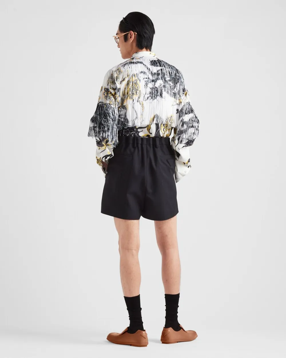 Hombre Prada CAMISAS^Camisa De Algodón Estampada Con Flecos