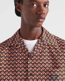 Hombre Prada CAMISAS^Camisa De Algodón Estampado De Manga Corta