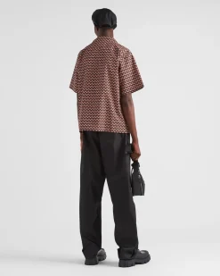 Hombre Prada CAMISAS^Camisa De Algodón Estampado De Manga Corta