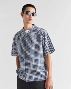Hombre Prada CAMISAS^Camisa De Algodón Estampado De Manga Corta