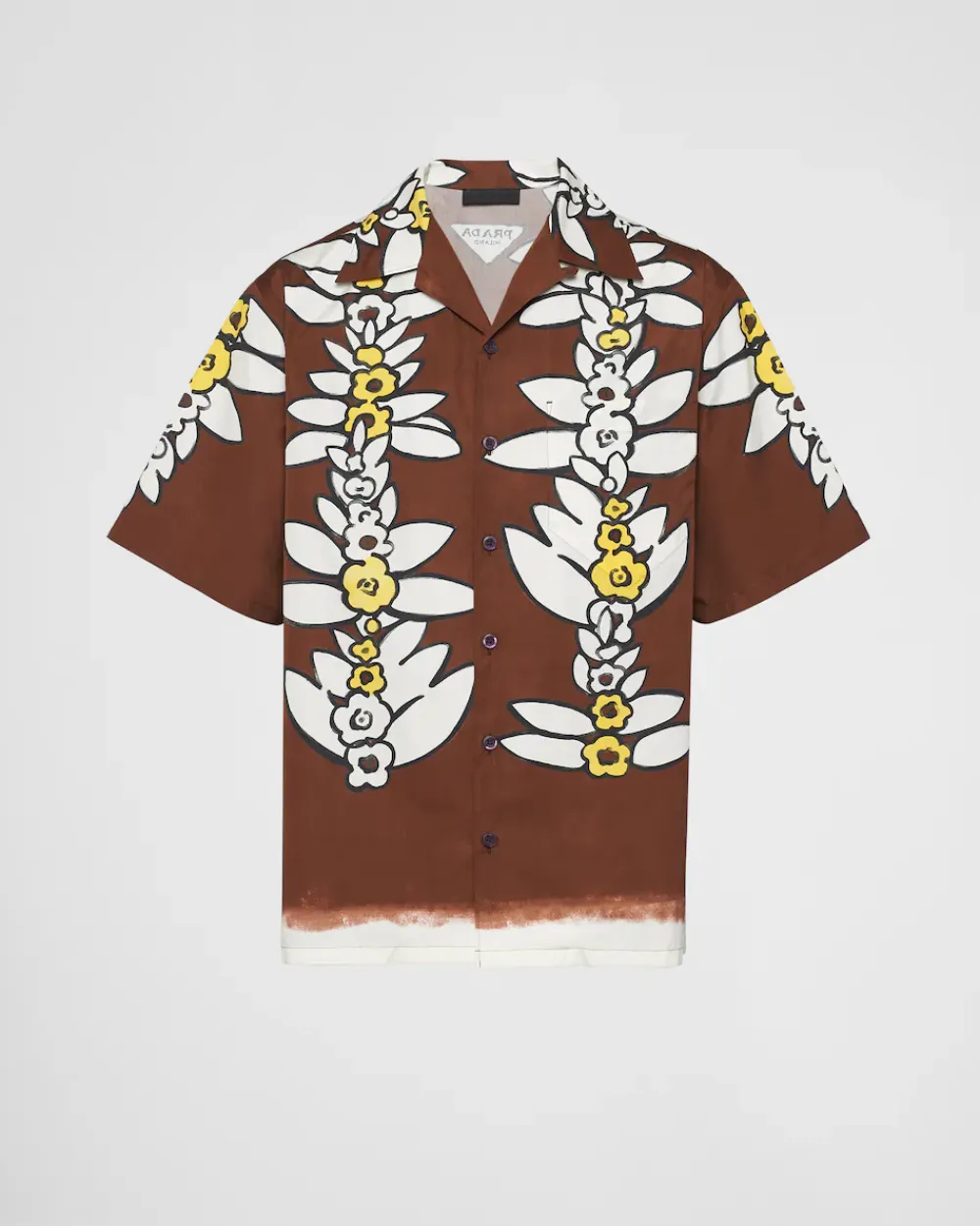 Hombre Prada CAMISAS^Camisa De Algodón Estampado De Manga Corta