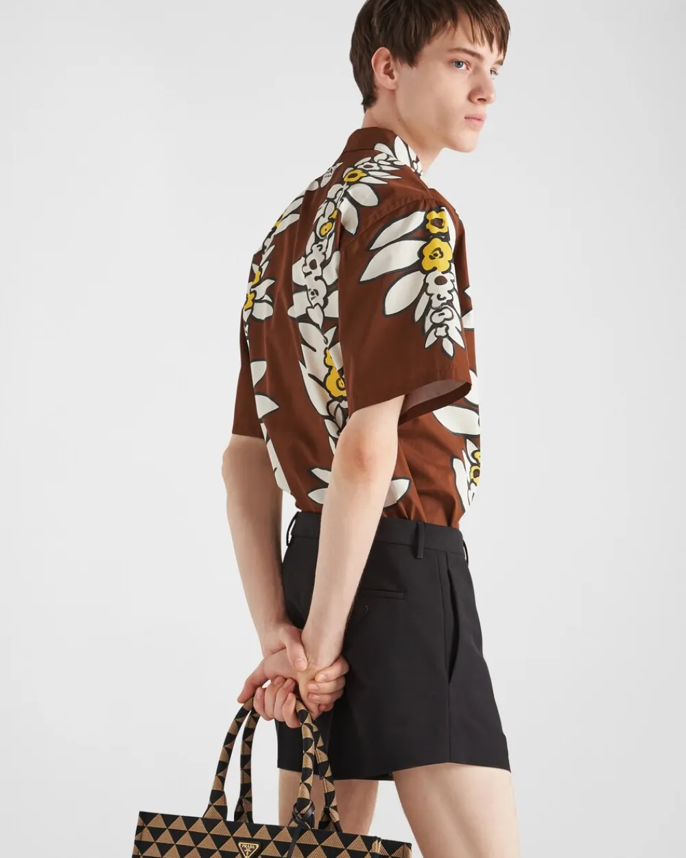 Hombre Prada CAMISAS^Camisa De Algodón Estampado De Manga Corta
