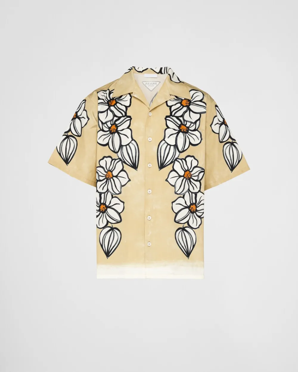 Hombre Prada CAMISAS^Camisa De Algodón Estampado De Manga Corta