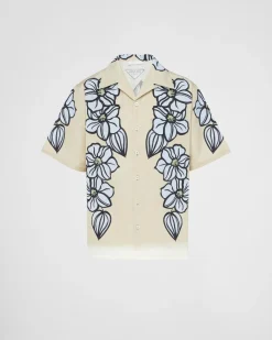 Hombre Prada CAMISAS^Camisa De Algodón Estampado De Manga Corta