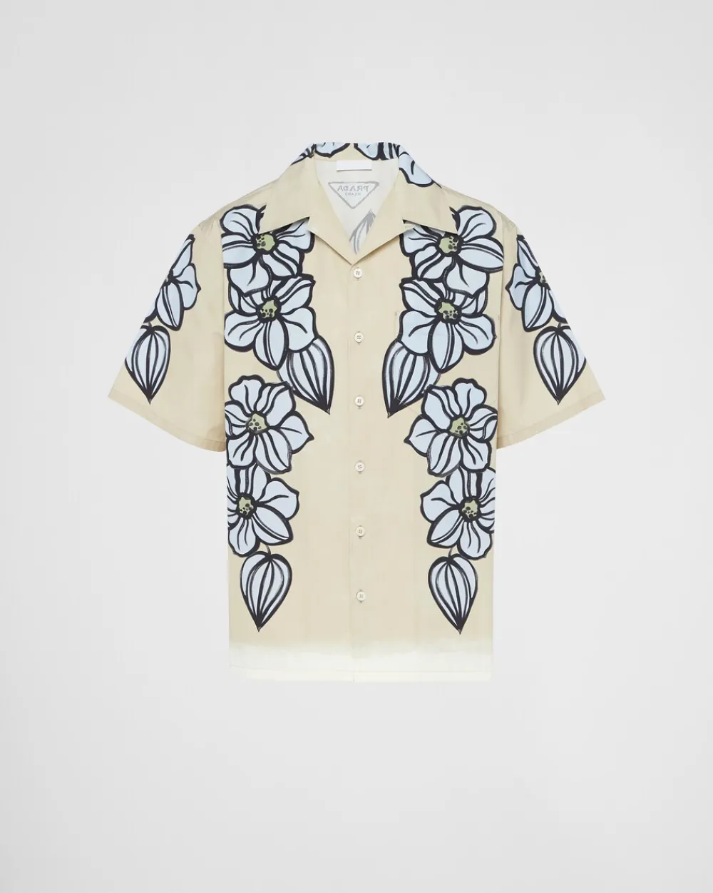 Hombre Prada CAMISAS^Camisa De Algodón Estampado De Manga Corta