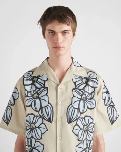 Hombre Prada CAMISAS^Camisa De Algodón Estampado De Manga Corta