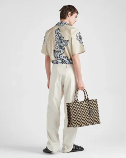 Hombre Prada CAMISAS^Camisa De Algodón Estampado De Manga Corta
