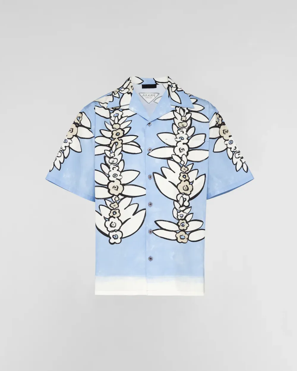 Hombre Prada CAMISAS^Camisa De Algodón Estampado De Manga Corta
