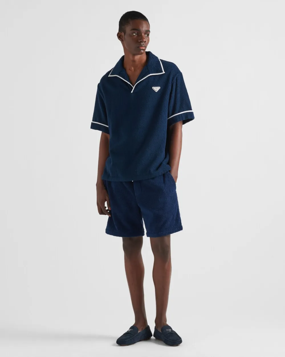 Hombre Prada CAMISAS^Camisa De Algodón Grueso De Manga Corta