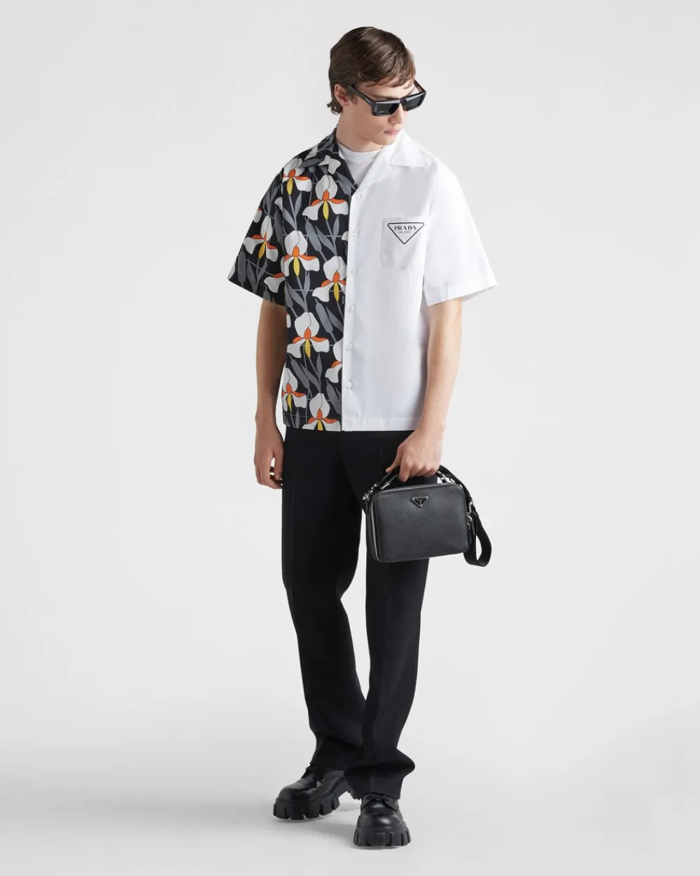 Hombre Prada CAMISAS^Camisa De Algodón Grueso Double Match