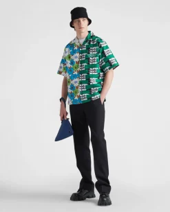 Hombre Prada CAMISAS^Camisa De Algodón Grueso Double Match