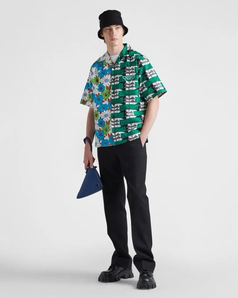 Hombre Prada CAMISAS^Camisa De Algodón Grueso Double Match