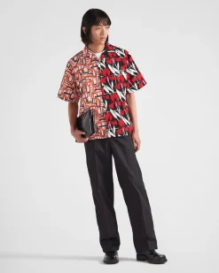 Hombre Prada CAMISAS^Camisa De Algodón Grueso Double Match