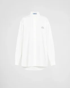 Mujer Prada CAMISAS Y TOPS^Camisa De Algodón Oxford Bordada