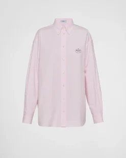 Mujer Prada CAMISAS Y TOPS^Camisa De Algodón Oxford Bordada