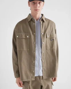 Hombre Prada TEJIDO VAQUERO^Camisa De Bull Denim