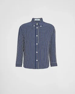 Mujer Prada CAMISAS Y TOPS^Camisa De Crepé A Rayas