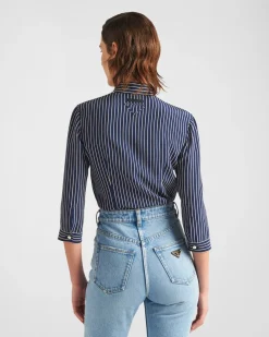 Mujer Prada CAMISAS Y TOPS^Camisa De Crepé A Rayas