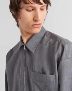 Hombre Prada CAMISAS^Camisa De Lana Y Mohair