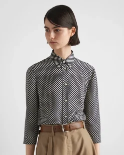 Mujer Prada CAMISAS Y TOPS^Camisa De Lunares De Crepé