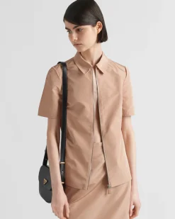 Mujer Prada CAMISAS Y TOPS^Camisa De Manga Corta De Faya