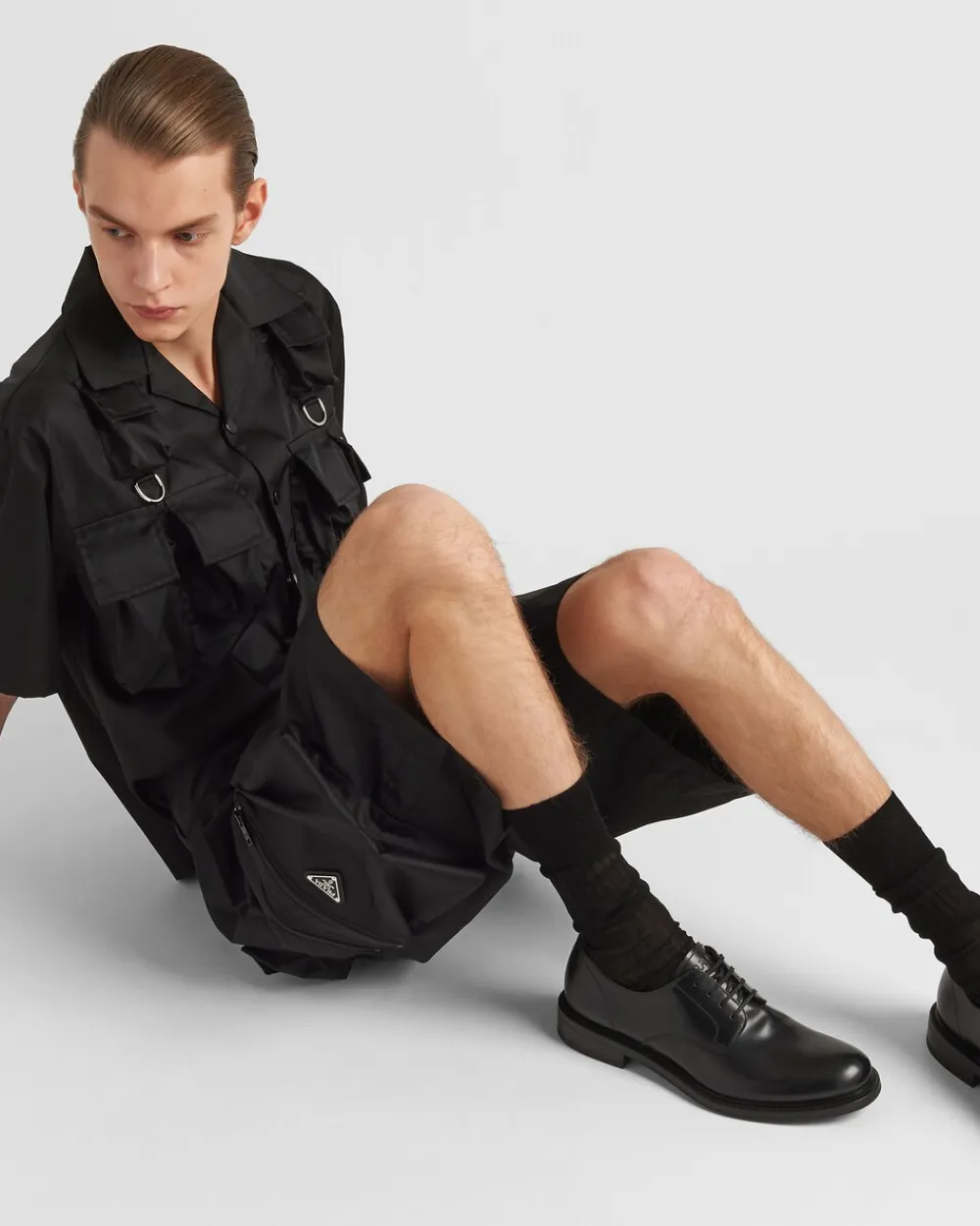 Hombre Prada COLECCIÓN MASCULINA|CAMISAS^Camisa De Manga Corta De Re-nylon