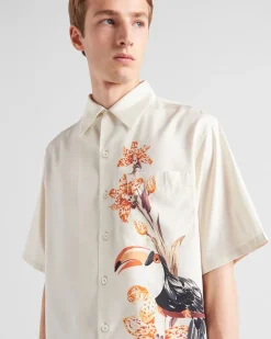Hombre Prada CAMISAS^Camisa De Manga Corta De Seda