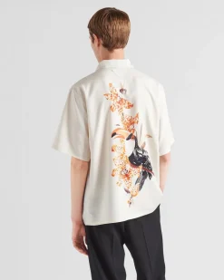 Hombre Prada CAMISAS^Camisa De Manga Corta De Seda