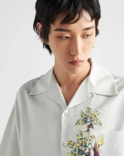 Hombre Prada CAMISAS^Camisa De Manga Corta De Seda